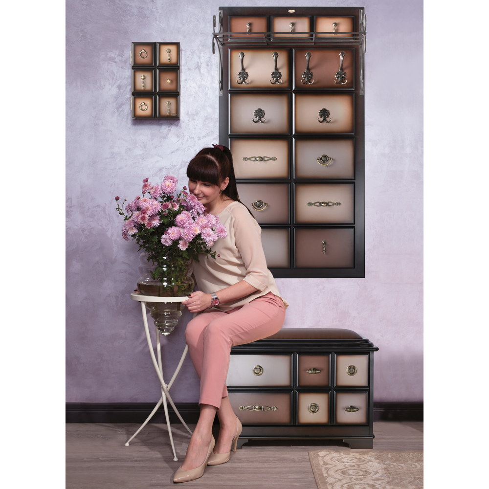 15004 Вешалка настенная Пандора 3 Орех Оберджин Шоколад BOGACHO 4627139508533 - Вид №2