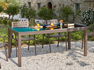 Прямоугольный стол из фаянса и нержавеющей стали