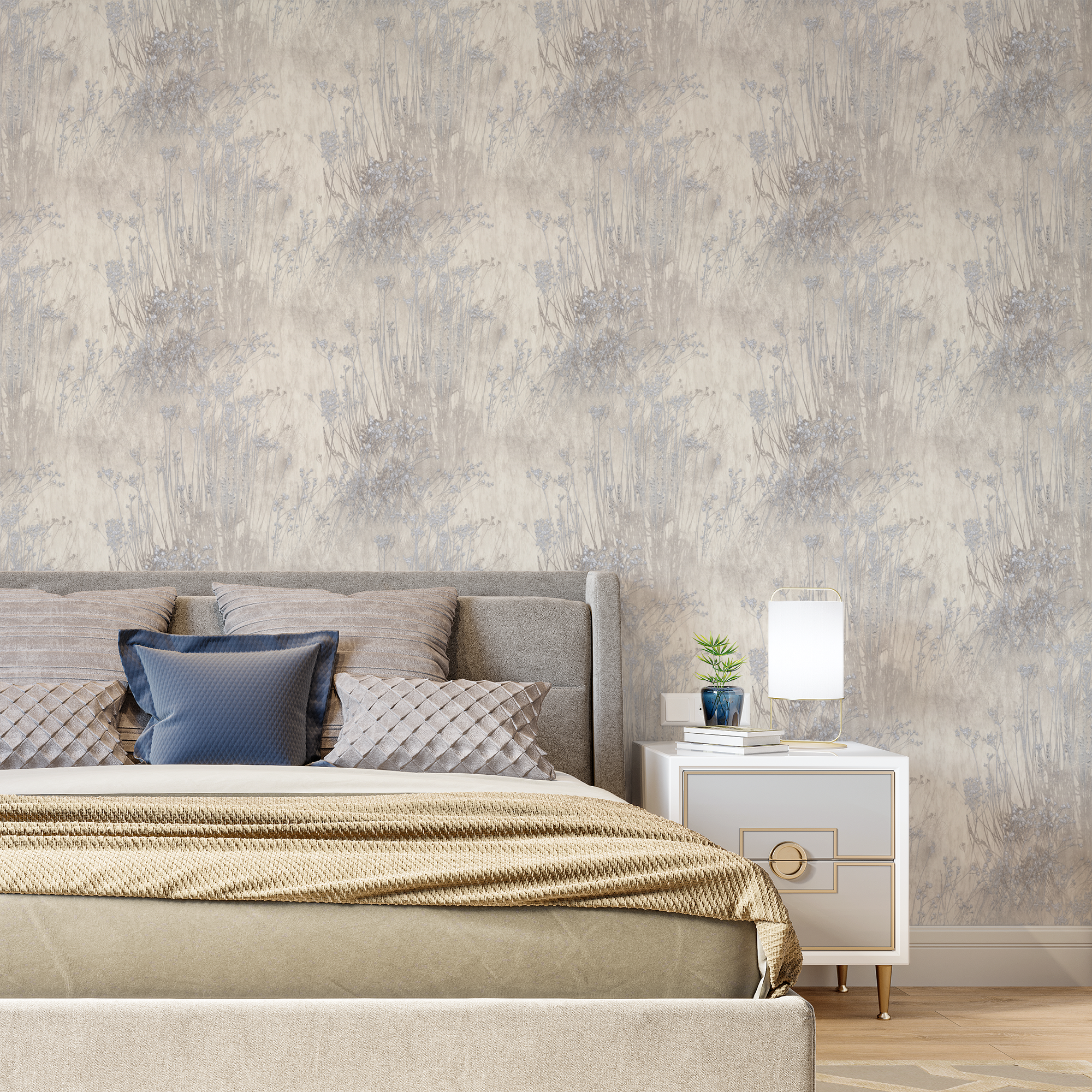 ПАЛИТРА Обои флизелиновые Avignon с растительным орнаментом и блестками 83737751 STLM-0043960 - Вид №2