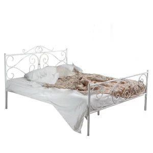 Кованая двуспальная кровать 160х200 с двумя спинками белая "Валенсия" FRANCESCO ROSSI ВАЛЕНСИЯ 134622 Белый