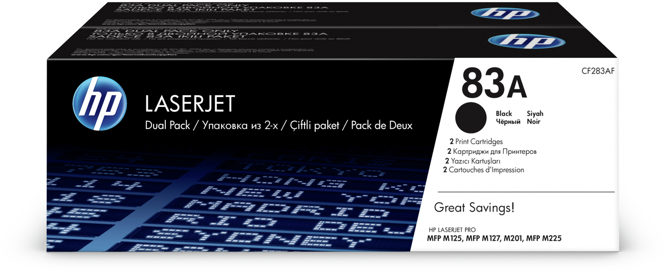 CF283AF 83a 2-pack black original laserjet toner cartridges () HP Santreyd 