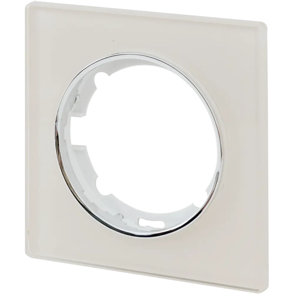Рамка для розеток и выключателей Onekey Florence 1 пост стекло цвет бежевый ONEKEYELECTRO STLM-2126614 - Вид №2