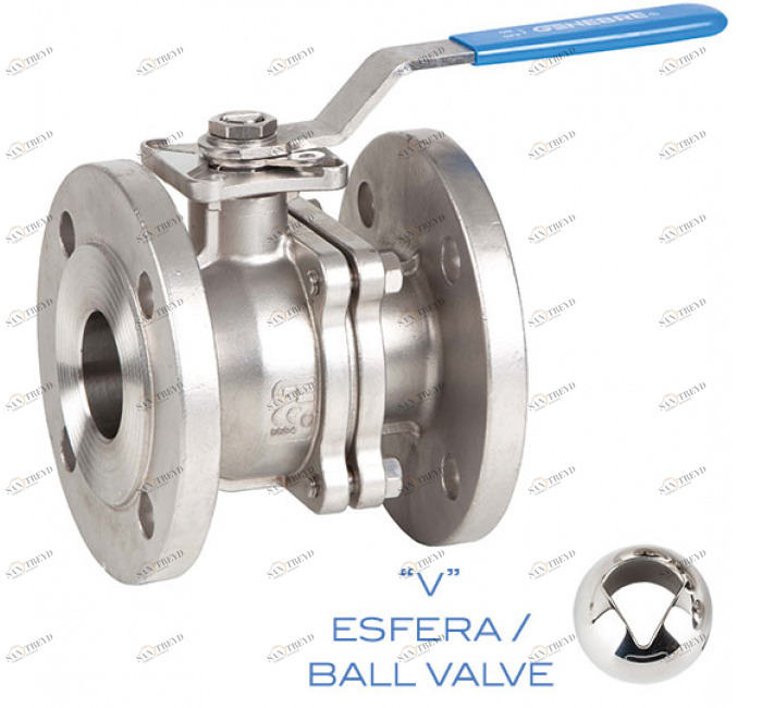 GENEBRE 2528v 30 09 Регулирующий шаровой кран «V», 2 штуки, фланцы, концы DIN PN 40/16 