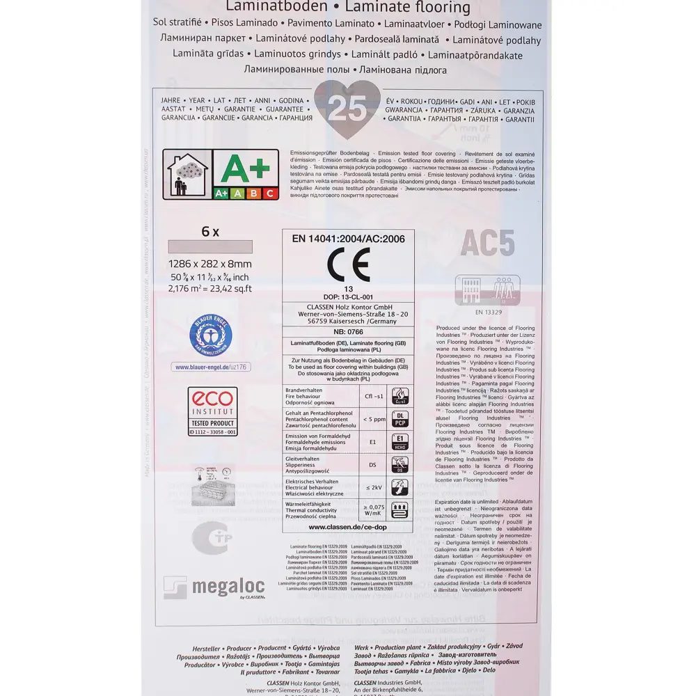 Ламинат «Дуб Казерта» 33 класс толщина 8 мм с фаской 2.176 м² Classen STLM-2183792 - Вид №4