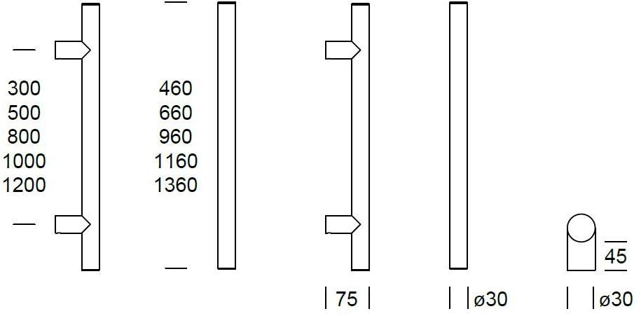Reguitti Ручка из нержавеющей стали Frankfurt 30 Ad30md 066e0/116j0 - Вид №1