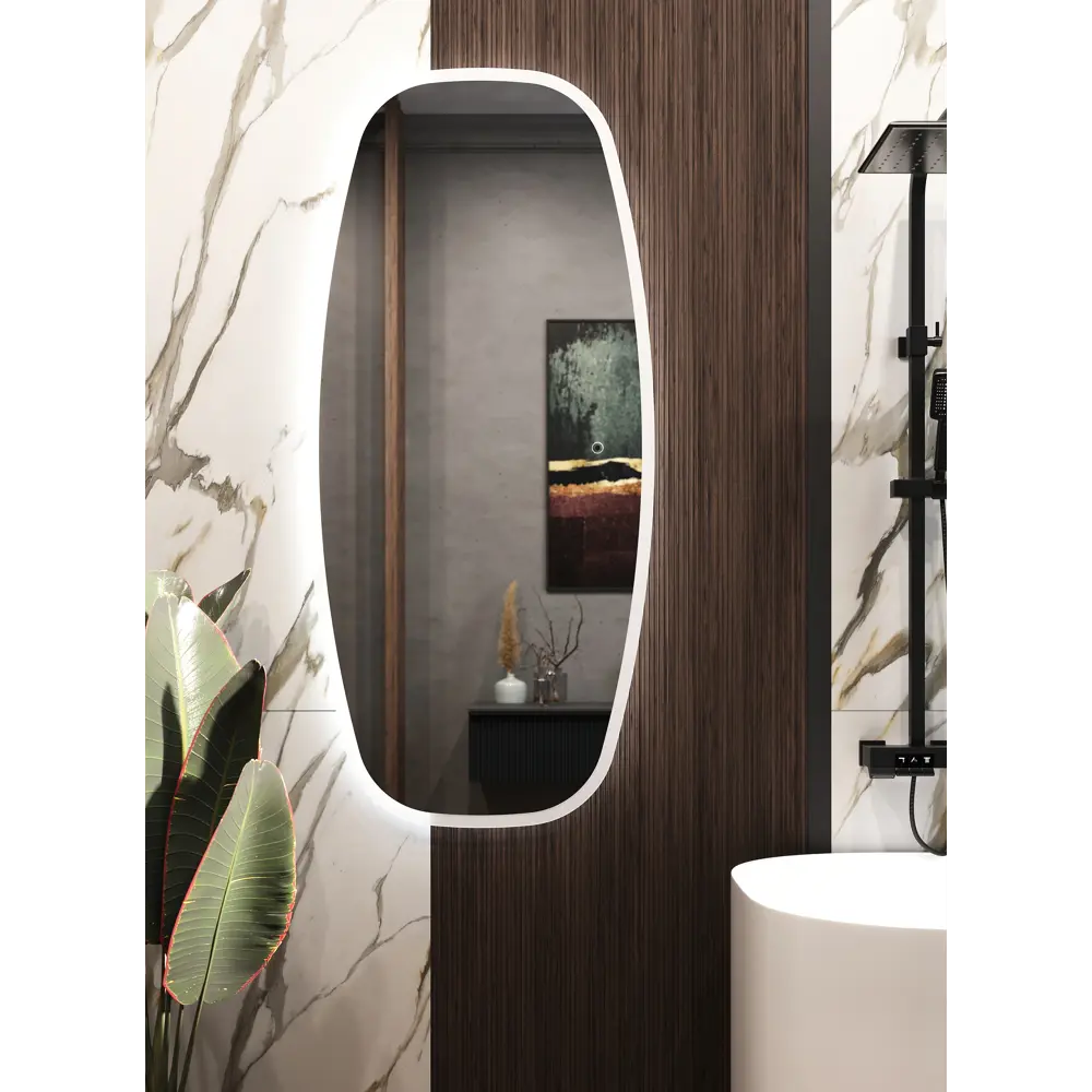 Зеркало для ванной Omega Glass Фантом SD52 с подсветкой 55x120 см прямоугольное STLM-2137714