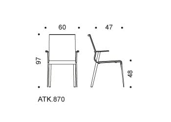 Тканевый мягкий штабелируемый стул с подлокотниками ICF Stick Chair ARCH-00042389 - Вид №5