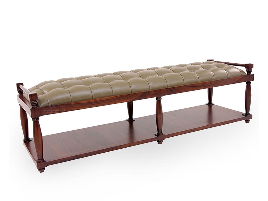 Скамейка из тикового дерева с подкладкой из кожзаменителя Alankaram PENKKI ARCH-00049104