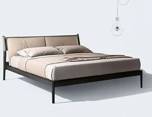 Lema Двуспальная кровать из дерева и кожи