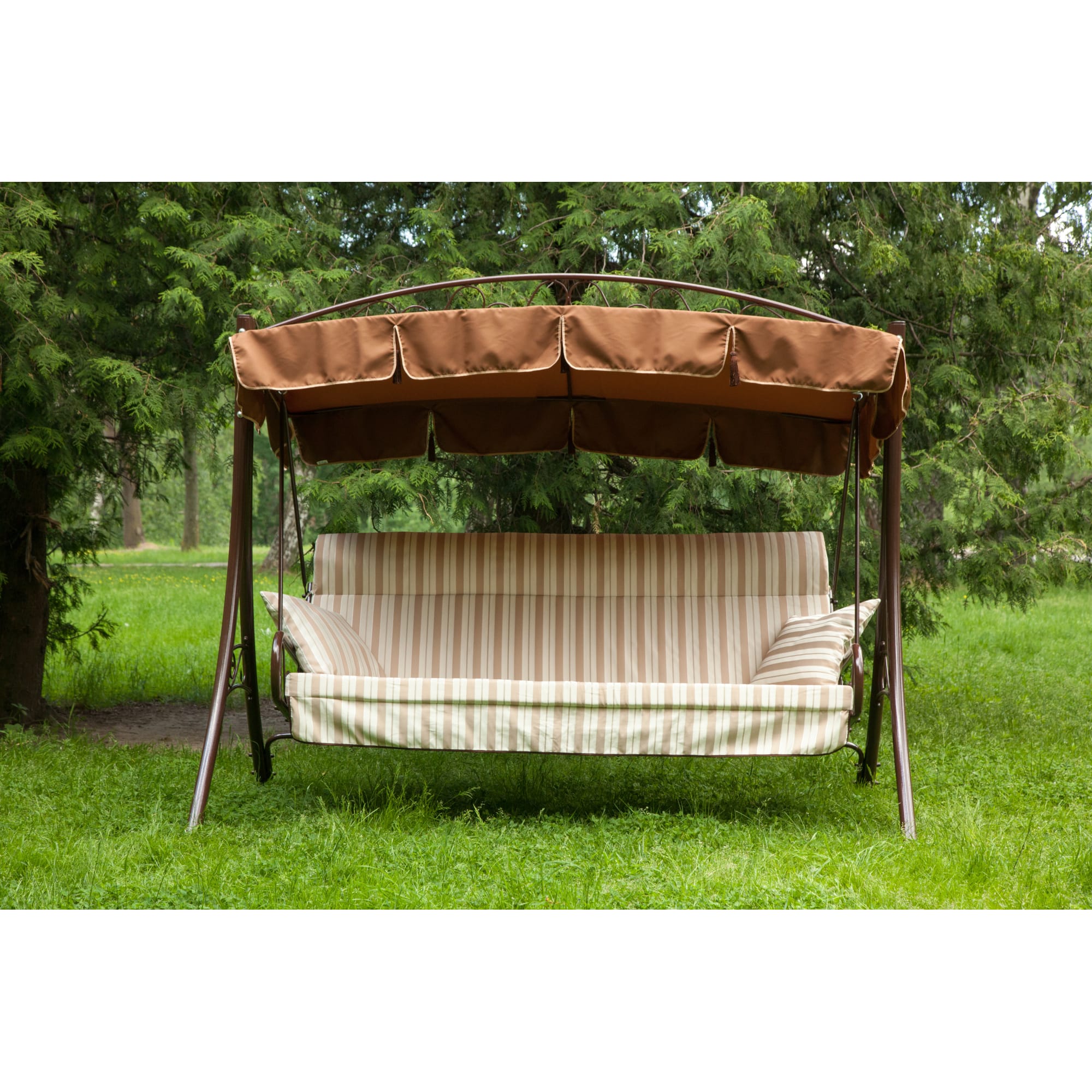 82492359 Качели садовые Элит 3-х местные (до 280 кг) темно-коричневый/ бежевый Santreyd  - Вид №3