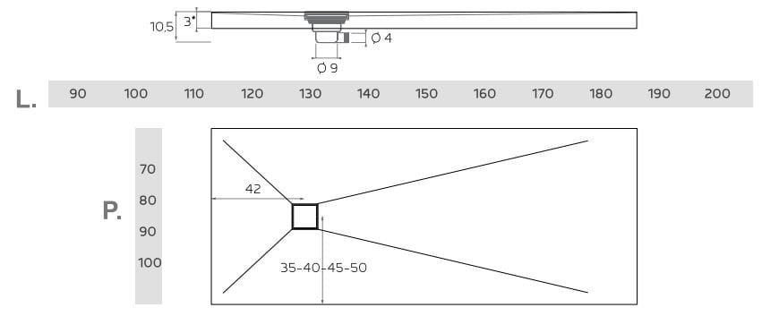 Технические мраморные противоскользящие встраиваемые поддоны для душа Relax Design ROCKY CLASSIC ARCH-00075759 - Вид №2