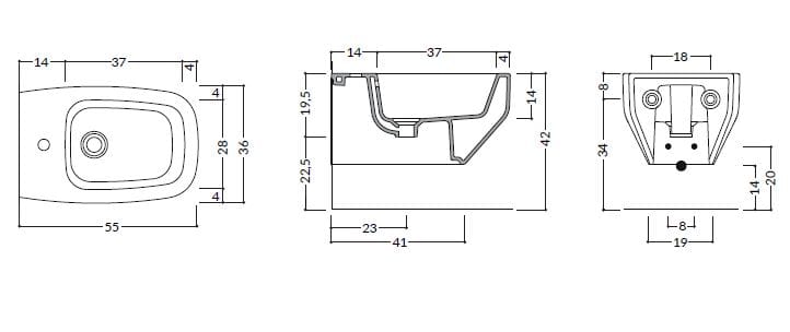 Керамическое подвесное биде Gruppo Geromin Fio ARCH-00032019 - Вид №8