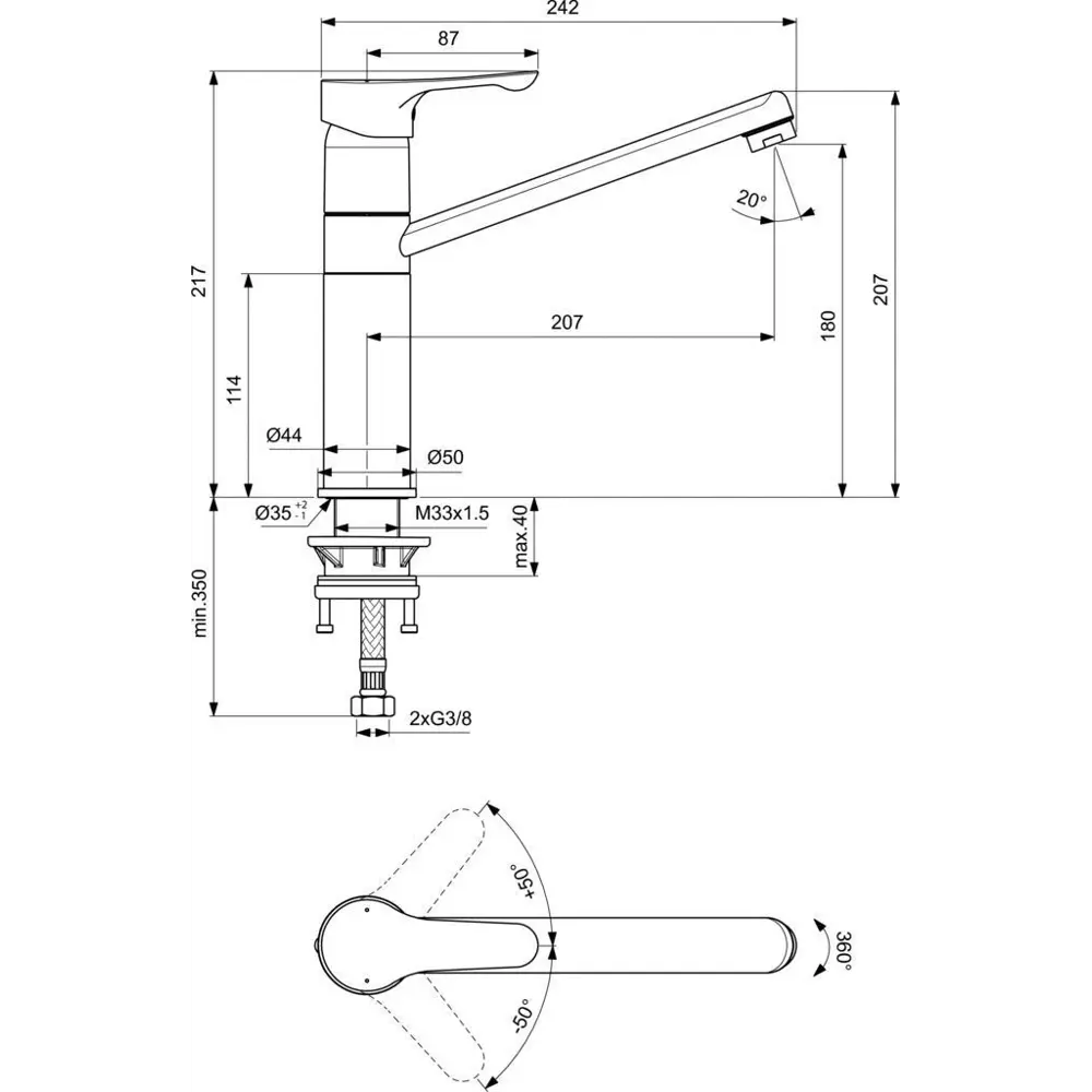 Смеситель для кухни Ideal Standard Alpha цвет графит/хром 83429745 STLM-2116285 - Вид №6