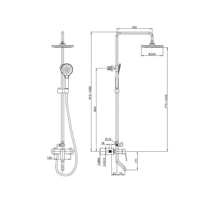 SIMSB1FM06 Смеситель с вер*ним душем Milardo Simp  - Вид №4