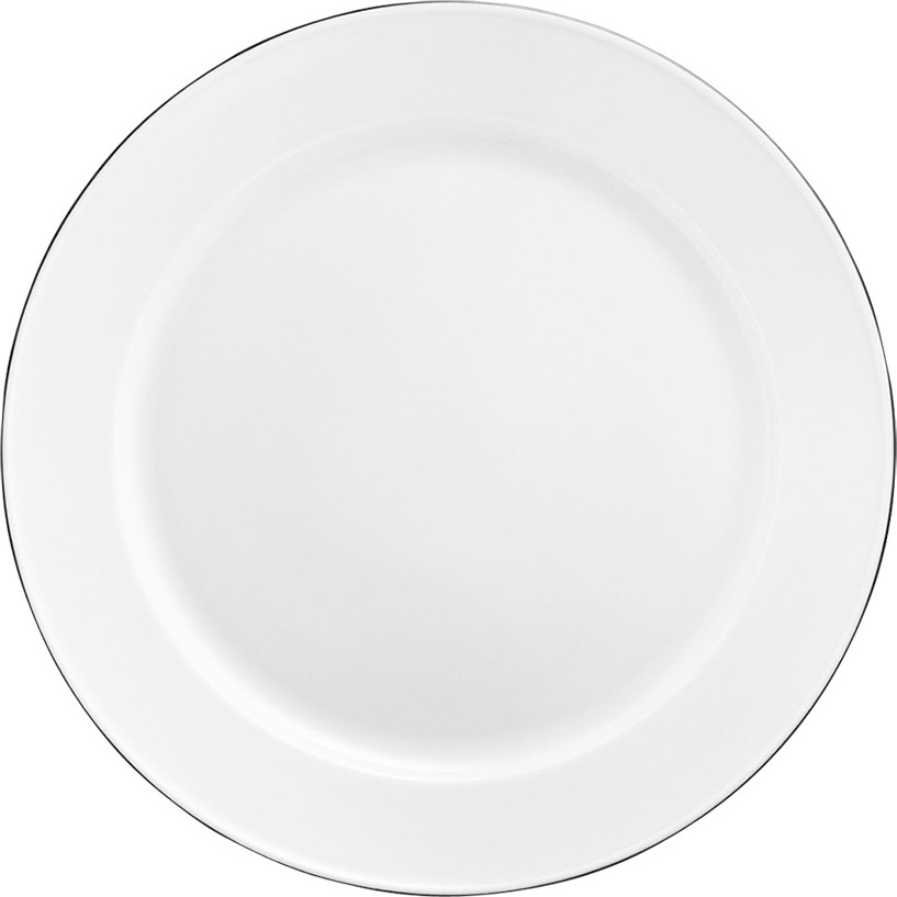 10642816 Furstenberg Тарелка обеденная Furstenberg "Вагенфельд" 24,5см (с чёрным кантом) Фарфор 