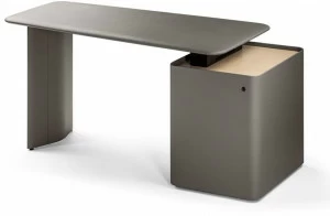 Poltrona Frau Прямоугольный кожаный письменный стол со встроенной полкой L'ufficio - sistemi direzionali 5644710 a - 5644710 b