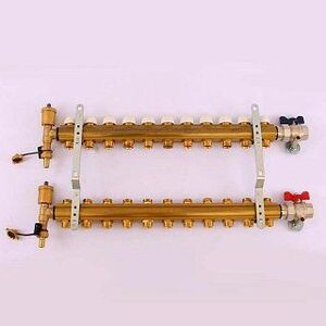 Колл. группа TIEMME 1"x3/4" ЕК 11 выходов с термостатическими вентилями