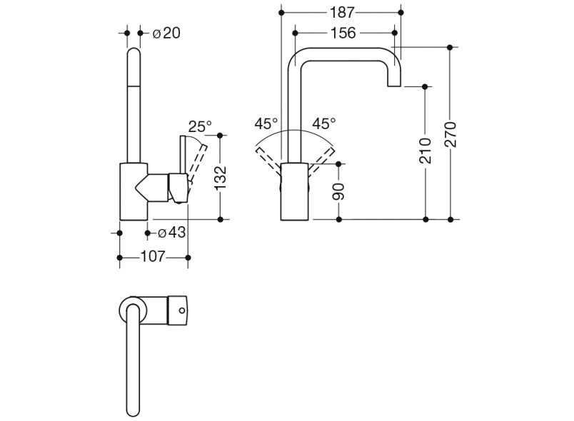 AQ1.12M10440 Однорычажный смеситель для раковины HEWI System-Armaturen  - Вид №4