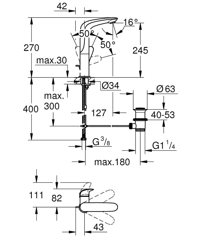 Однорычажный смеситель для раковины с раковиной Grohe Eurostyle New ARCH-00101574 - Вид №2