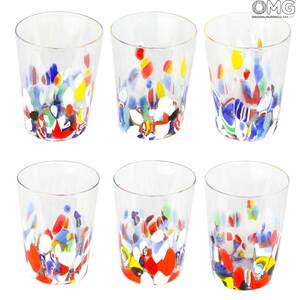 2195 ORIGINALMURANOGLASS Набор из 6 стаканов для вина и воды - муранское стекло 8 см