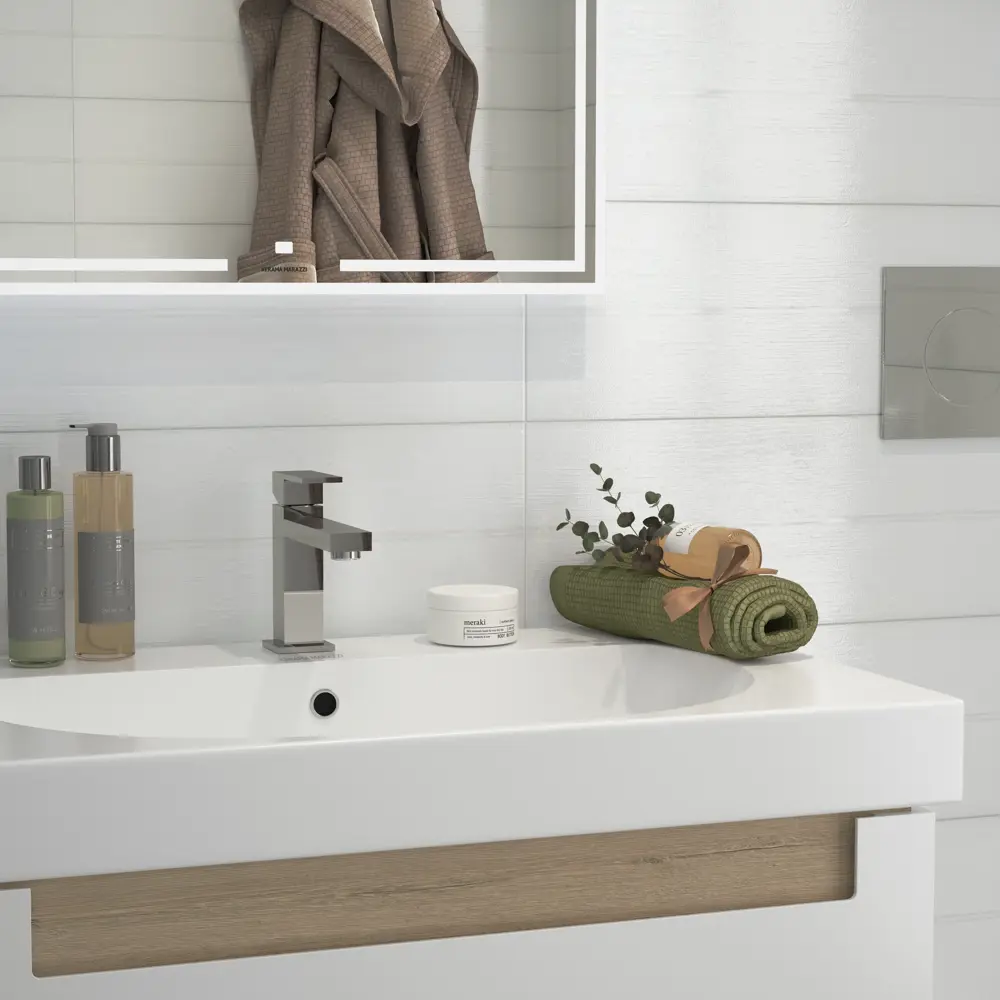 Плитка настенная Kerama Marazzi Сигма 20x60 см 1.2 м² глянцевая цвет белый полосы STLM-2087081 - Вид №4