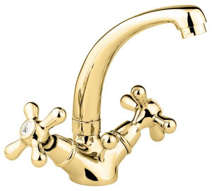 12913OR Смеситель Deco Classic 12913 с донным клапаном для раковины, цвет золото