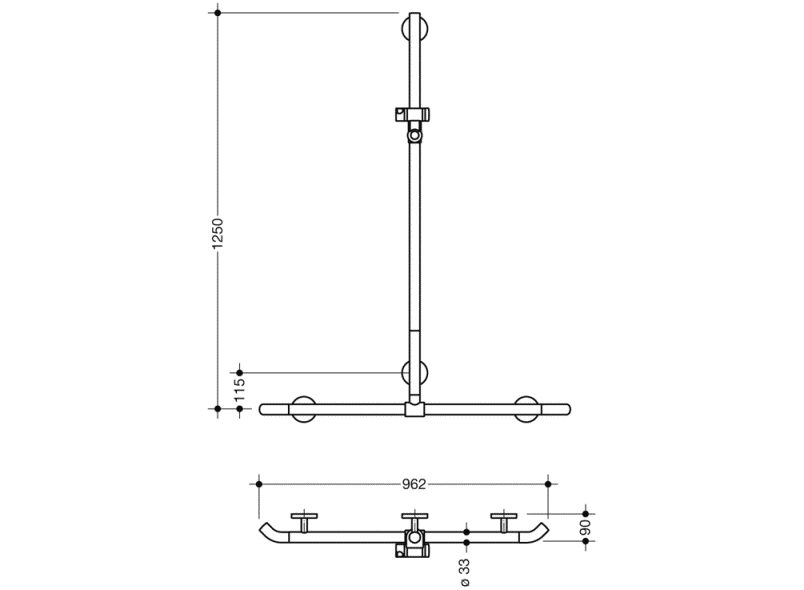 950.35.44099 Поручень для душа с выдвижным держателем для душа HEWI Greifen  - Вид №2