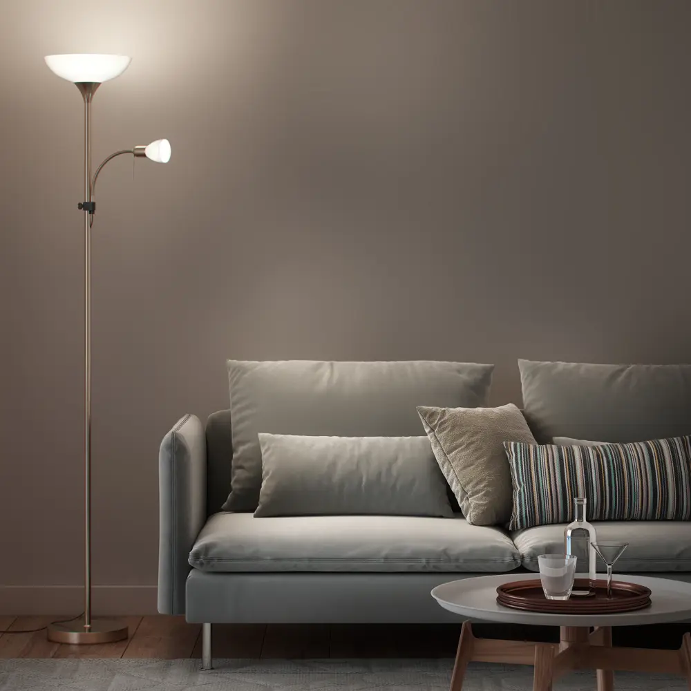 Торшер с лампой для чтения KREAFORTA Turinsk цвет латунь/белый STLM-2001608