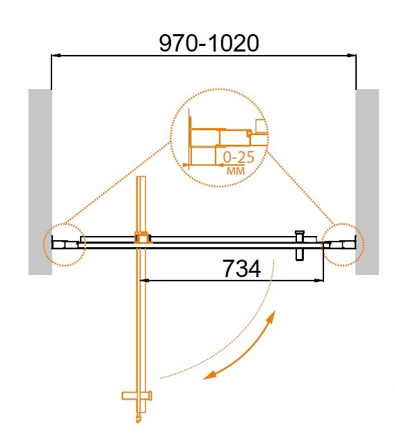 Душевая дверь в нишу CEZARES MOLVENO-BA-1-100-C-Cr-IV - Вид №2