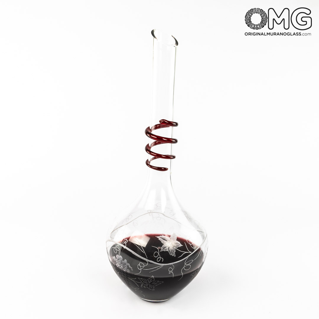 3499 ORIGINALMURANOGLASS Декантер Кьянти с резным узором - муранское стекло OMG 15 см  - Вид №1