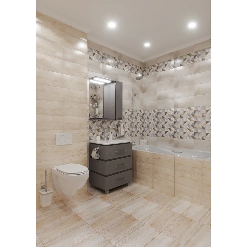 Шкаф зеркальный «Торонто» 60 см цвет серый Santreyd STLM-2210432 - Вид №2