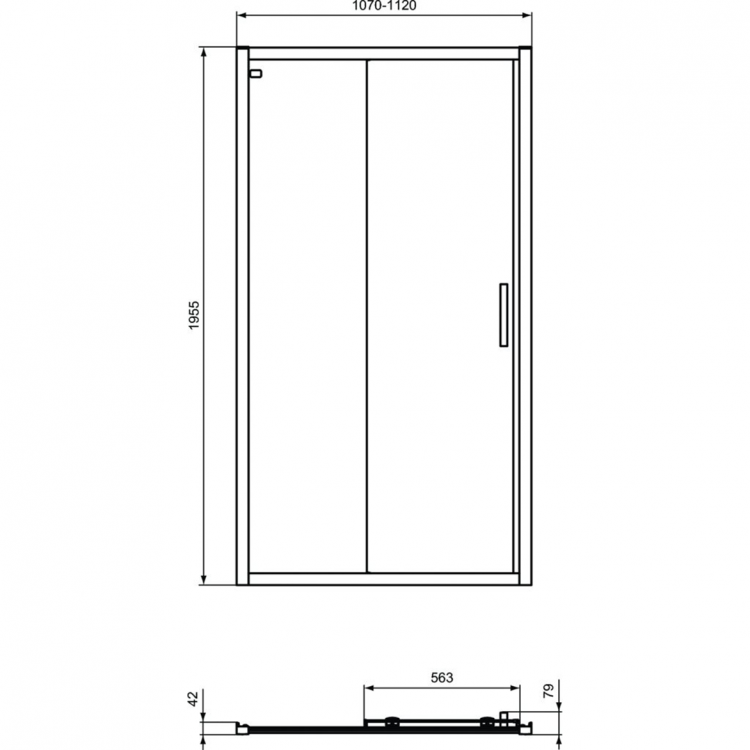 K9275V3 Сдвижная дверь в нишу 110 см Sliding door Ideal Standard CONNECT 2 - Вид №1