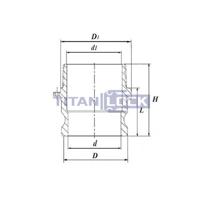 Камлок латунный тип F ниппель, наруж. резьба BSP 3/4", TL75FBR TITAN LOCK  - Вид №1