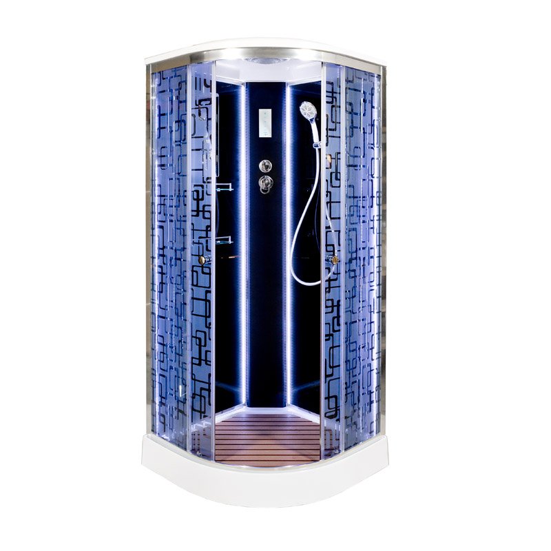 ЕМ1510 с гидромассажем (гм.) Душевая кабина DETO Серия EM BМ1510 LED BLACK - Вид №1