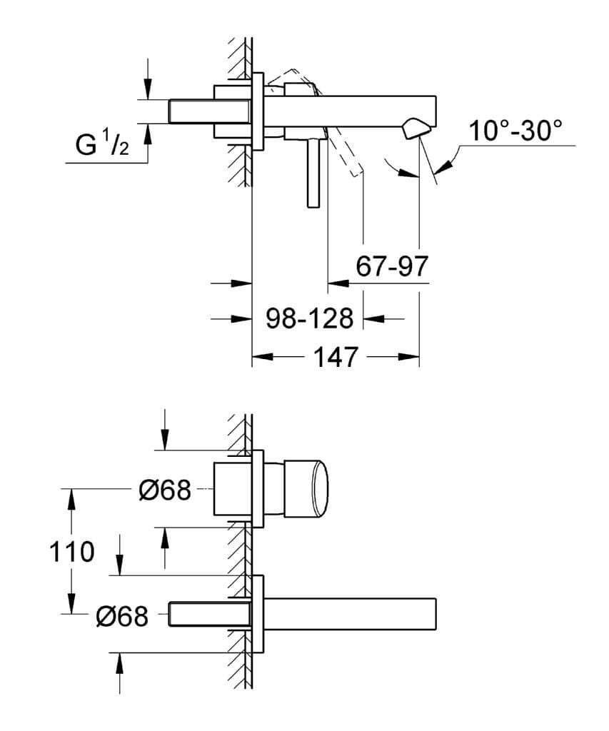 Однорычажный смеситель для раковины с 2 отверстиями Grohe концепция ARCH-00135075 - Вид №2