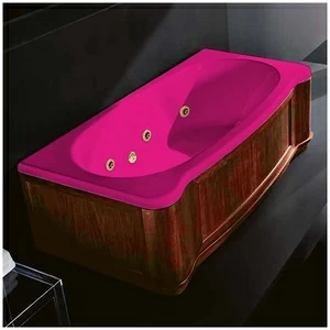 Ванна Gruppo treesse New Classic Young STD-V6747-DX-WO-RZ розовая с золотой фурнитурой и гидромассажем прямоугольная правая деревянная панель орех