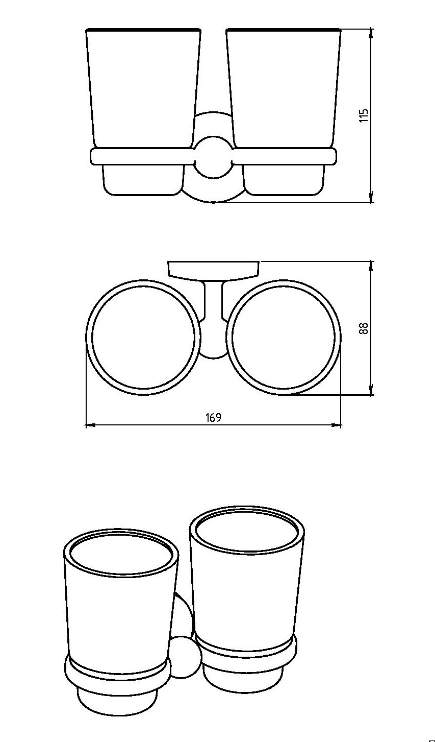 Двойной держатель стакана для зубных щеток Novaservis Metalia 1 6157.0 хром 61570 - Вид №1