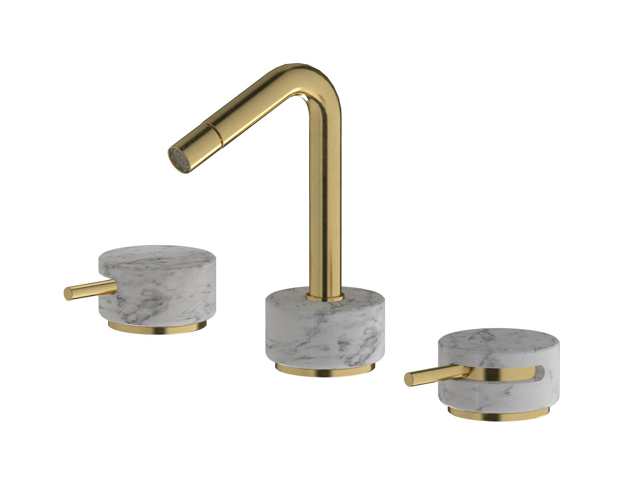 Смеситель для биде с 3 отверстиями для мраморной столешницы с автоматическим сливом IB мрамор + мрамор Elle ARCH-00121920 - Вид №12