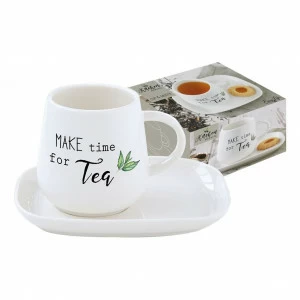 Чашка фарфоровая с блюдцем белая в подарочной упаковке Kitchen Elements EASY LIFE KITCHEN ELEMENTS 00-3946829 Белый