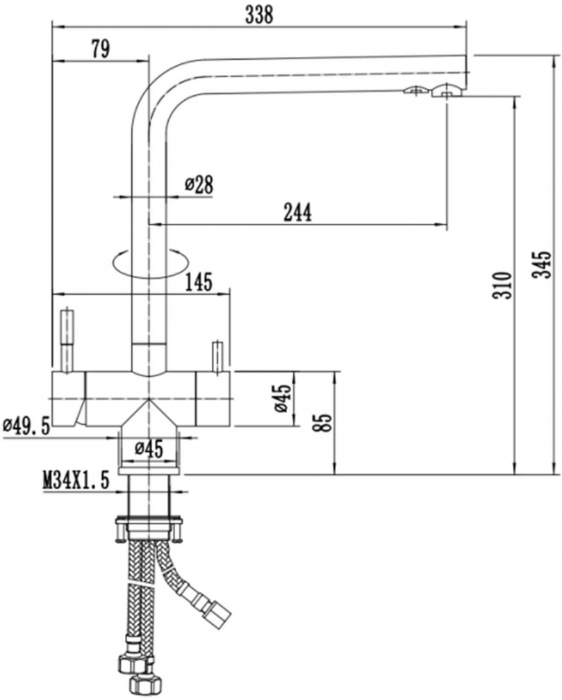 Смеситель ZorG Inox SZR-2020 BRONZE для кухонной мойки, бронза - Вид №1