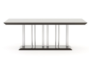 Обеденный стол из нержавеющей стали и дерева