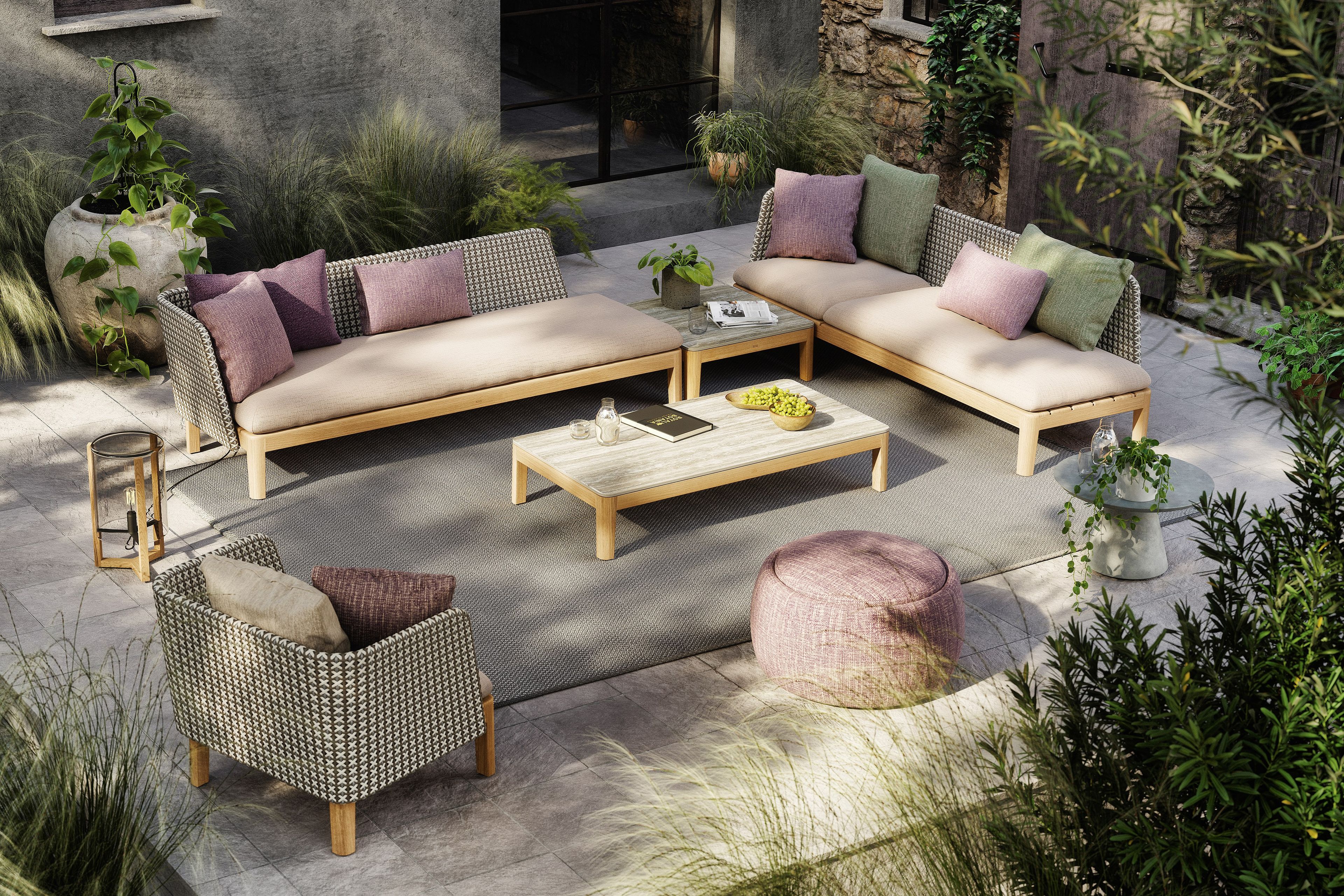 Садовая спальная кровать, обитая тканью и тиком Royal Botania Calypso Lounge ARCH-00150106 - Вид №1