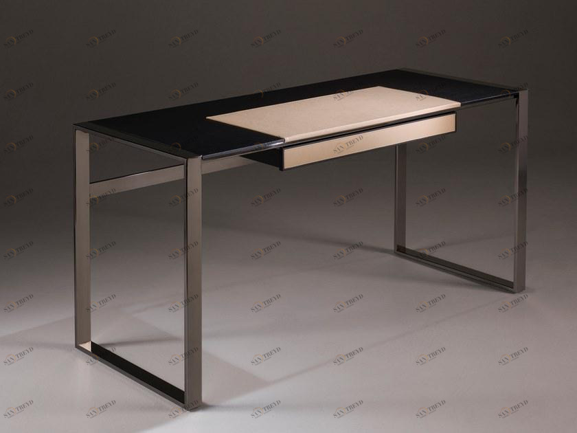 F.lli Orsenigo Прямоугольный стол из дуба и кожи с ящиком sun-id-1362489