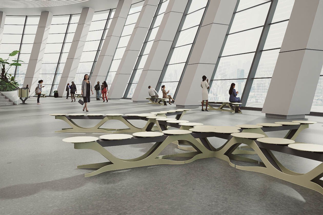 Модульная стальная скамья с порошковым покрытием на стержне CITYSì плющ ARCH-00144453 - Вид №5