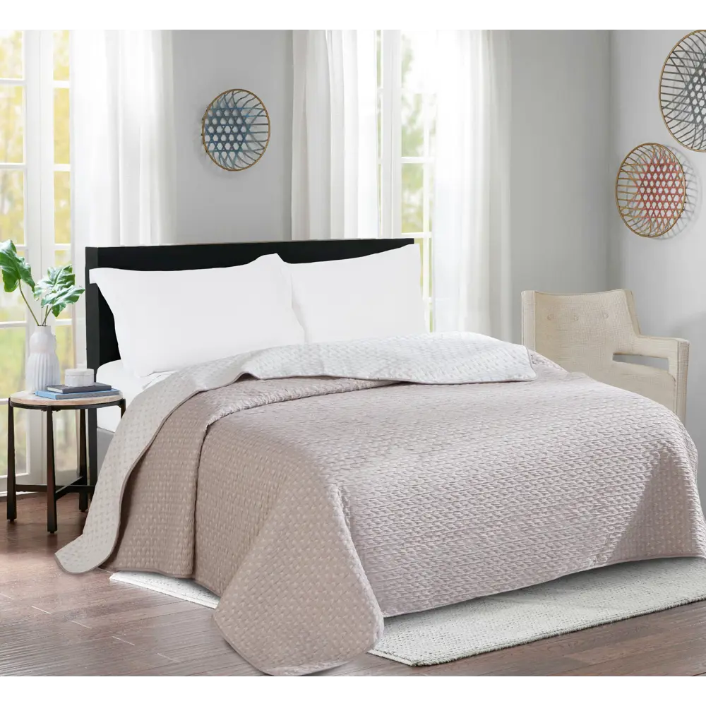 Покрывало Мона 200x250 см микрофибра цвет бежевый СТОЛИЦА ТЕКСТИЛЯ STLM-2095820 - Вид №3