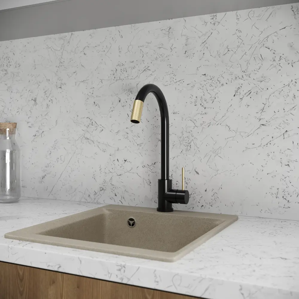 Смеситель для кухни Vidage общая высота 37.3 см цвет черный/золотой STLM-2039480 - Вид №3