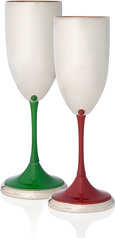 10538499 Schiavon Набор из 2 фужеров "Дизайн-микс" (зелен/красн) п/к Посеребрение 