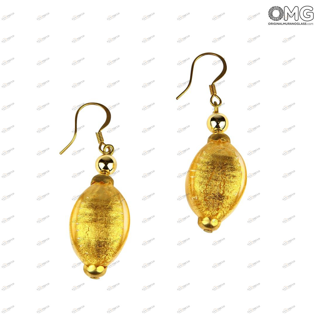2985 ORIGINALMURANOGLASS Серьги Камни Венеции - золото - Original Murano Glass OMG 2 см 