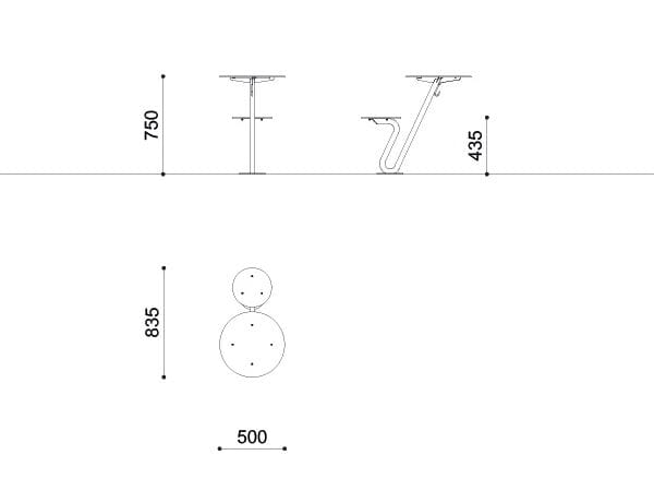Круглый стальной стол для общественных мест со встроенным сиденьем City Design Zoid ARCH-00116455 - Вид №5