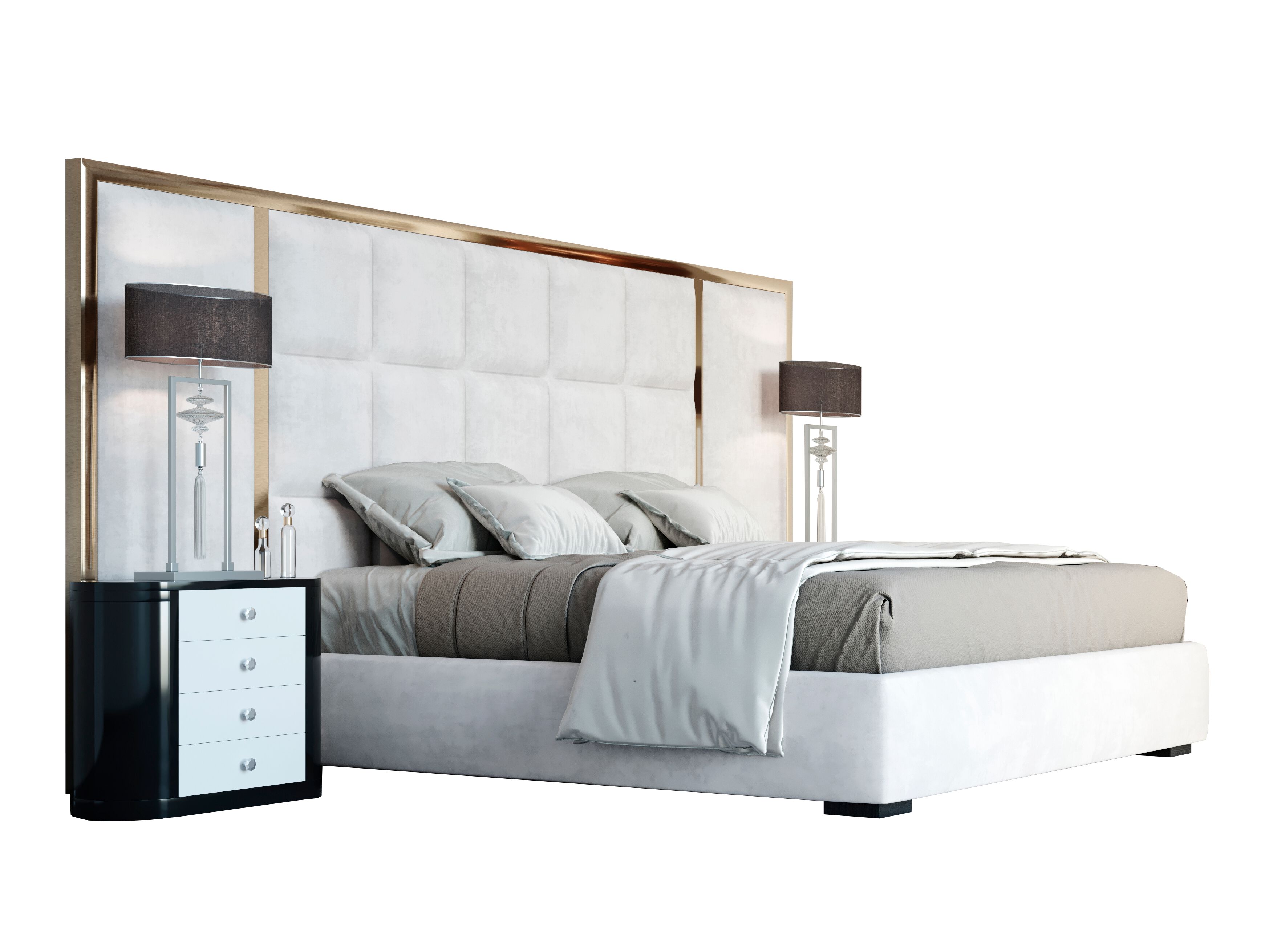 Деревянная двуспальная кровать с мягким изголовьем EUPHORIA PADDE ARCH-00099054